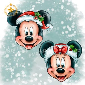 Minnie Mouse Christmas PNG, Mickey Mouse clipart, Mickey Mouse watercolor PNG, Mickey Mouse PNG