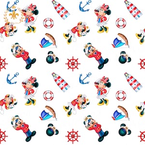 Mickey Mouse Sea cruise,Minnie Mouse seamless file,Minnie Mouse the Sailor,Decorative paper,Minnie Mouse seamless file