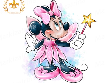 Minnie Mouse fairy clipart,Minnie Mouse png , Minnie Mouse watercolor clipart, Minnie unicorn clipart png