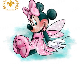 Minnie Mouse fairy clipart,Minnie Mouse png , Minnie Mouse watercolor clipart, Minnie unicorn clipart png