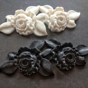 Fronton en résine avec rosiers 16 x 6,7 cm, applique vintage avec roses, moulures de meubles, élément floral, fleurs en résine