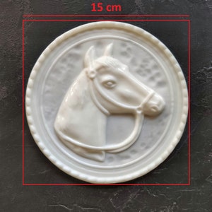Horse head medallion d=15cm/5.9inch, furniture appliques, Horse cameo, wall medallion, resin mouldings
