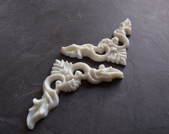 Vintage ornate corners set (2pcs) ,furniture 3d corners, furniture appliques, resin corners, frame corners