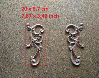 Vintage ornate corners set (1Left+1Right) ,furniture 3d corners, furniture appliques, resin corners, frame corners