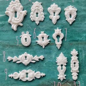 Keyhole locks (4pcs), decorative vintage keyhole appliques, escutcheon keyholes locks, door keyholes, resin overlays