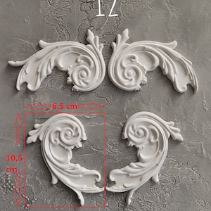 Furniture embellishment appliques pair (4pcs) resin casting moldings furniture overlays Furniture scrolls