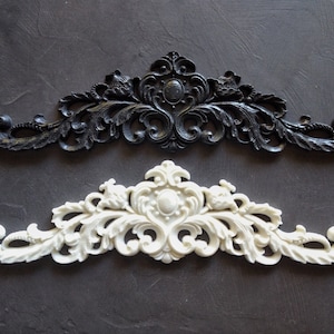 Vintage ornate furniture pediment onlay 11.8x3.3 inch, furniture appliques, furniture makeover, antique moldings