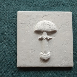 Mushroom 3D square tile 3.9in (10*10cm), vintage tiles, backsplash tiles, textured tiles, antique tiles, Jesmonite decors, resin tile