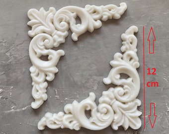 Vintage ornate corners set 4.72 x 4.72 inch (2pcs) ,furniture 3d corners, furniture appliques, resin corners, frame corners