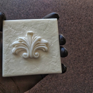 Resin 3d tile with palmetta decor 10x10cm (3.85 inch), vintage tiles, backsplash tiles, moisture resistant tiles