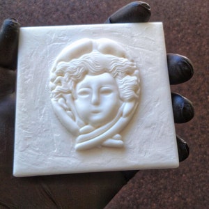 Resin 3d tile with antique cameo 10x10cm (3.85 inch), vintage tiles, backsplash tiles, moisture resistant tiles