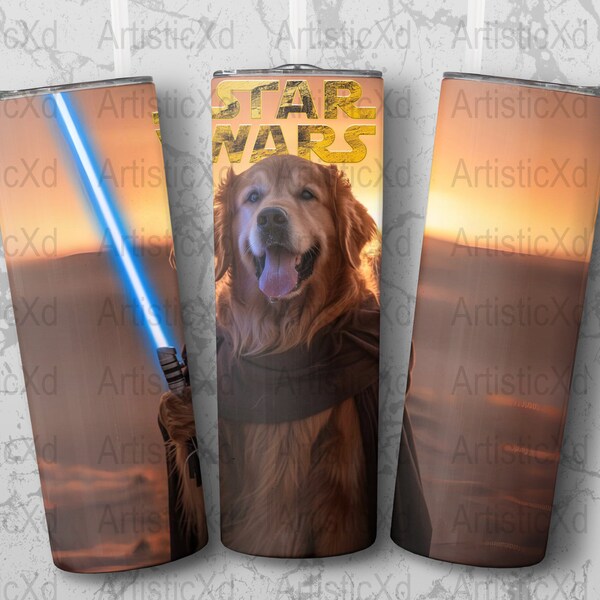 Star Wars Inspired Dog Tumbler, Jedi Pet Lover Travel Mug, Unique Galactic Canine Gift, Sci-Fi Fan Drinkware