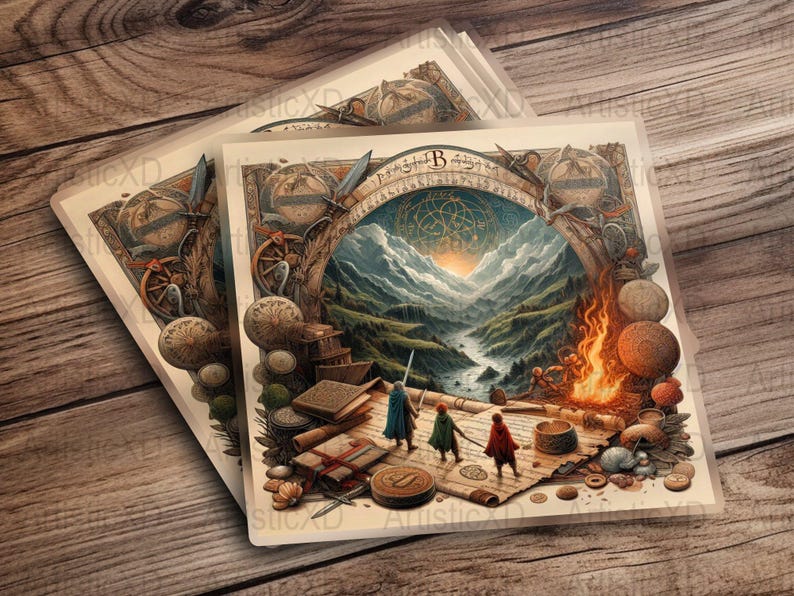 Fantasy Adventure Illustrated Poster, Epic Fantasy Wall Art, Fantasy