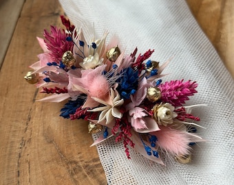 Barrette fleurs séchées personnalisable, Mariage, Accessoire pour cheveux, Accessoire mariée,  Accessoire cheveux mariage