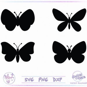Pacote Svg de borboletas, clipart de silhuetas de borboletas, arquivos PNG em preto e branco, Dxf, arquivos de corte, impressão, gráficos de sublimação, arte de modelo