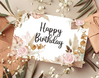 Birthday Printable Card / Instant Download PDF / Happy Birthday Card Template