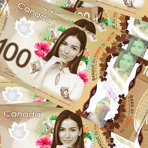 Banconota da 100 dollari canadesi personalizzata per addio al nubilato, compleanno, soldi per le feste, soldi finti, soldi personalizzati (file stampabili)