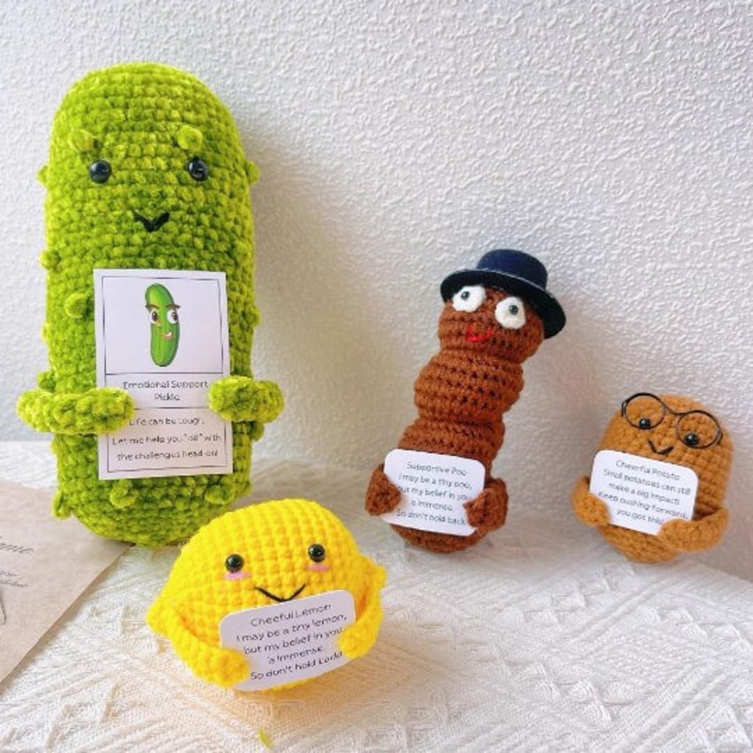 Positive Pickle – Stricktes Glücksgurken-Pflänzchen Mit Ermutigungskarte Für Emotionale Unterstützung