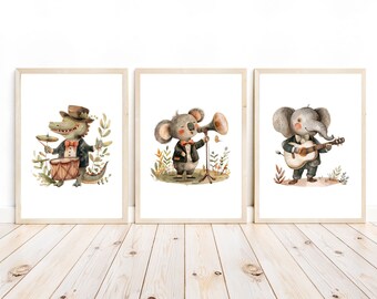 Music Room Decor, Musical Theme Decor, Animal Musician, Musical Animal Prints, Nursery Room Decor, Baby Room Wall Art, Koala Decor