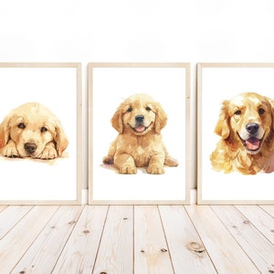 Puppy Nursery Portrait, Golden Retriever Poster, Golden Retriever Wall Art, Golden Retriever Decor, Puppy Art, Animal Home Decor