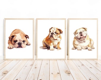 Dog Nursery Decor, Toddler Room Decor, Puppy Nursery Print, Kids Dog Wall Art, English Bulldog Wall Art, Pet Bulldog Baby Room Art