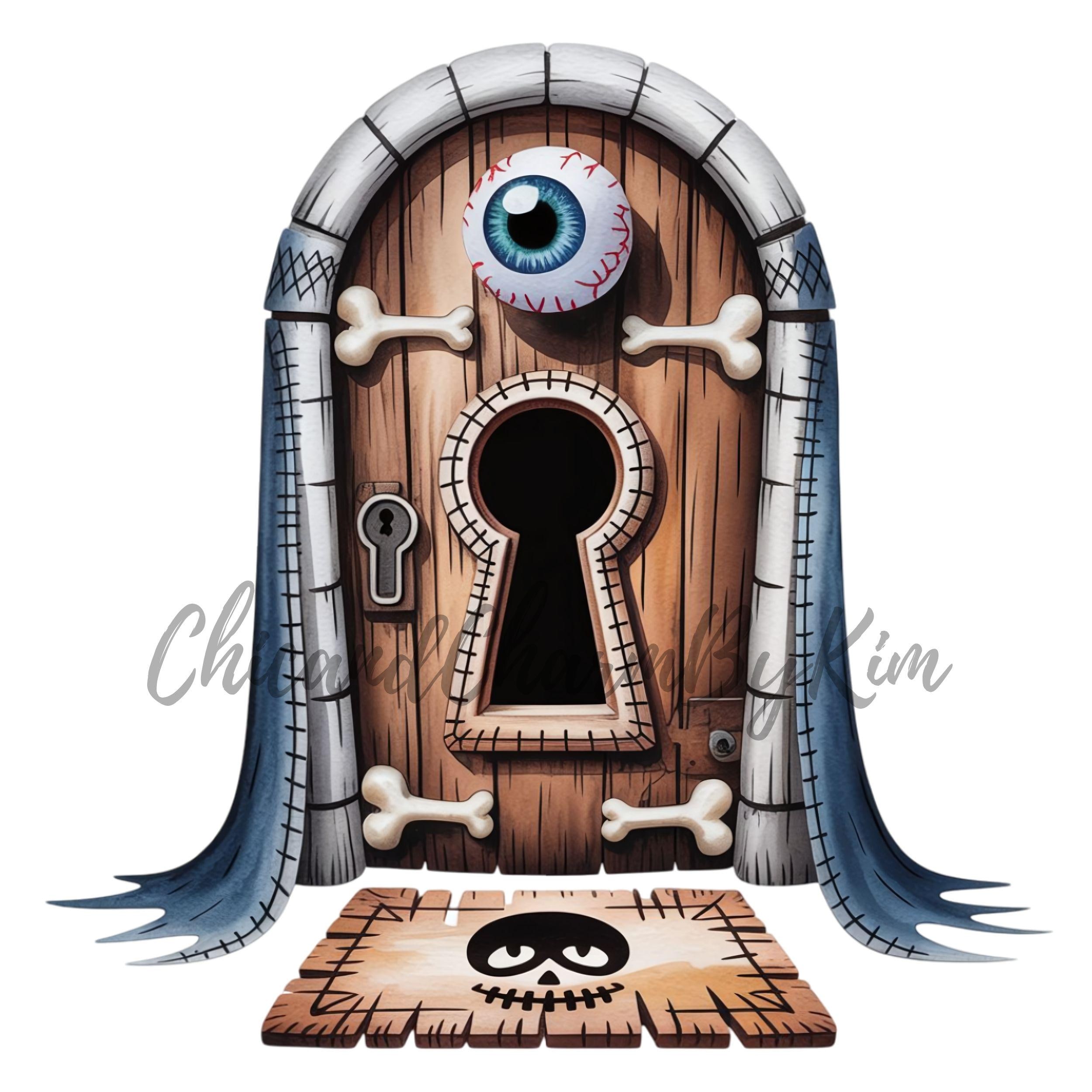 Haunted Door and Window Clipart, Spooky House Entrance PNG, Halloween ...