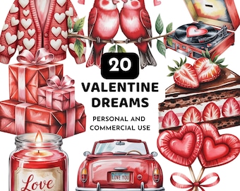 Clipart acquerello di San Valentino - Amore romantico PNG (20 immagini)