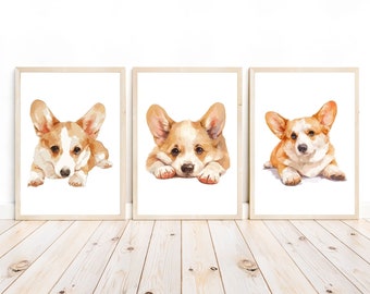 Corgi Nursery Decor, Corgi Wall Art, Puppy Nursery Decor, Dog Breed Wall Decor, Corgi Art Print, Corgi Home Decor, Dog Nursery, Pet Portrait