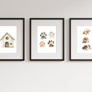 Dog Nursery Decor, Toddler Room Decor, Puppy Nursery Print, Paw Print Wall Art, Modern Kids Room Decor, Kids Dog Wall Art