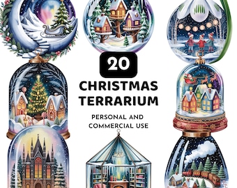 Julsnöglob Clipart, vinterby PNG (digital nedladdning)