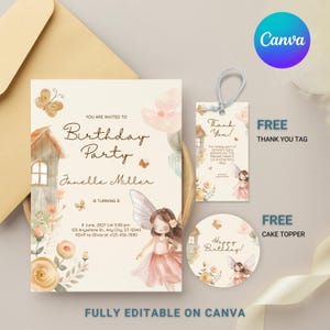 Floral Fairy Princess Party, Fairy first Birthday Invite, Fairy Birthday Invitation Template, Enchanted Garden Invitation, Fairie Printable