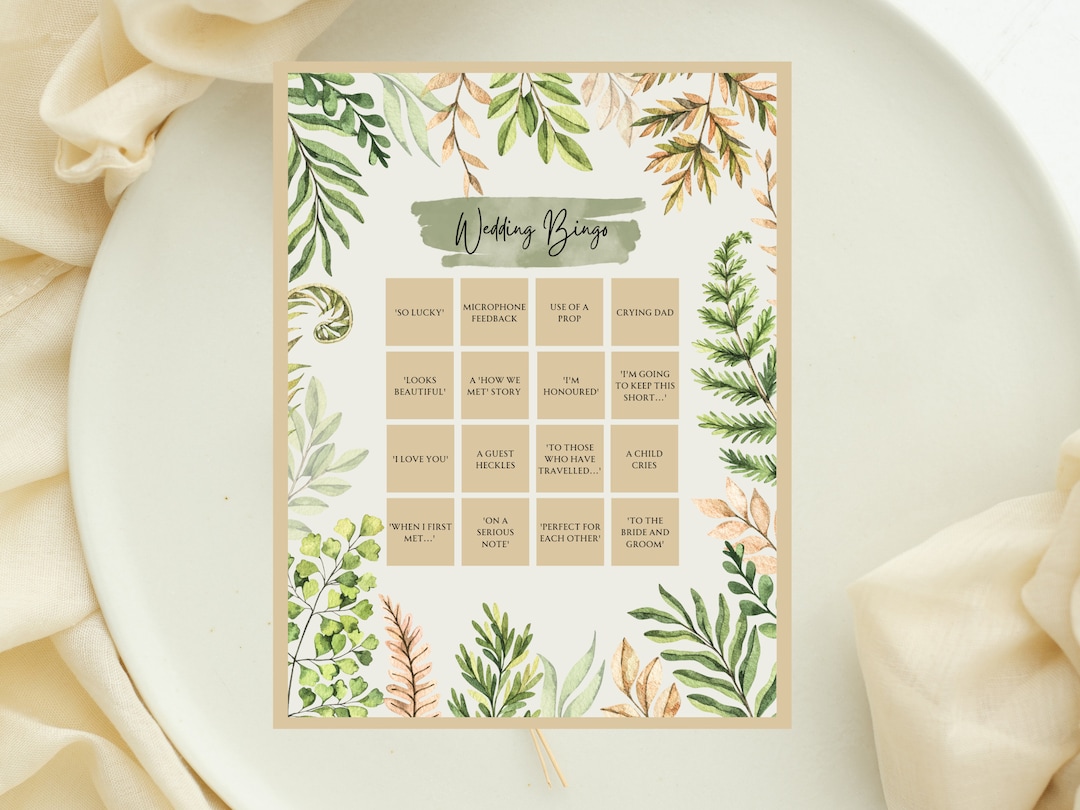 Wedding Bingo Printable Bingo Cards Bingo Digital Download