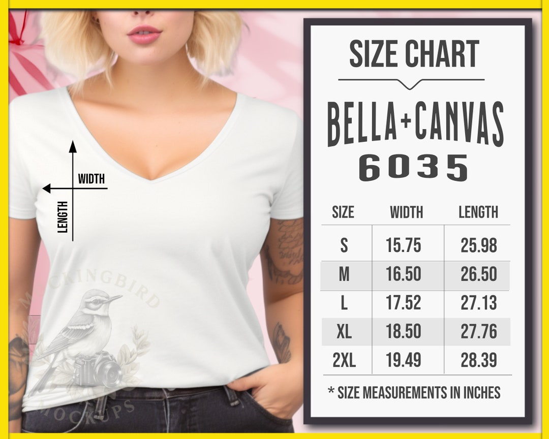 Bella Canvas 6035 Size Chart for Women's Jersey Short - Etsy