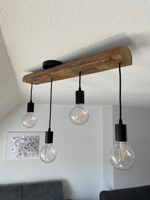 LED Hängelampe Deckenlampe Holz Vintage Retro Holzbalken