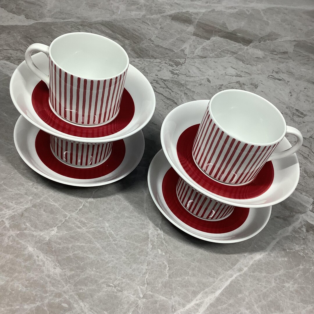 RORSTRAND “kadett Red” Flat Cup and Saucer. Designed by Hertha ...