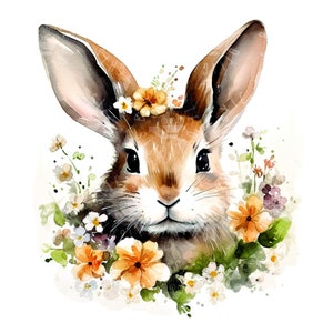 Clipart aquarelle de lapins, impression d'art ai, téléchargement instantané pour impression à la demande et autres métiers - 12 JPG de haute qualité d'art à fourrure