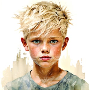 Clipart aquarelle de garçons américains super mignons, impression d’art ai, téléchargement instantané pour impression à la demande, autres métiers - 12 JPG de haute qualité