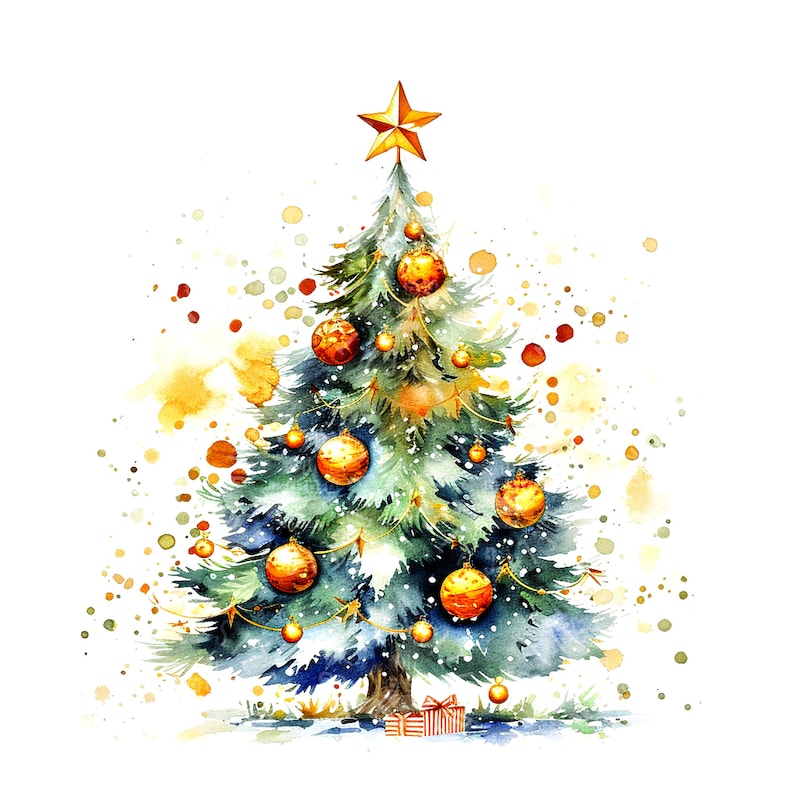 Weihnachtsbaum Aquarelle zum sofortigen Download für printondemand