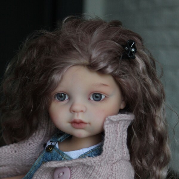 PERRUQUE pour poupée NATTE Cheveux naturels Taille5 -25.5 cm - Doll wig