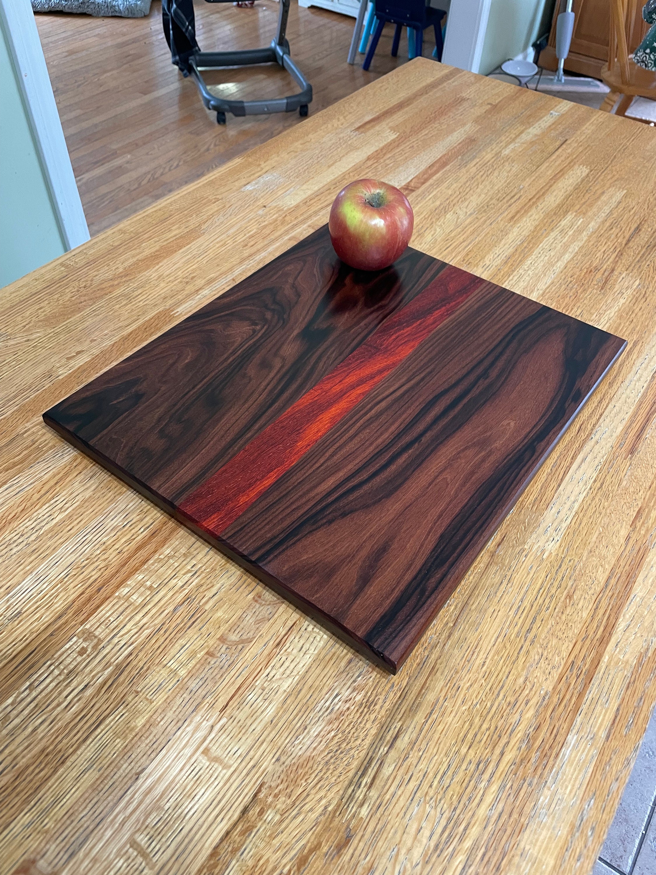 Cutting Board Bolivian Rosewood and African Padauk Wood. Handcrafted