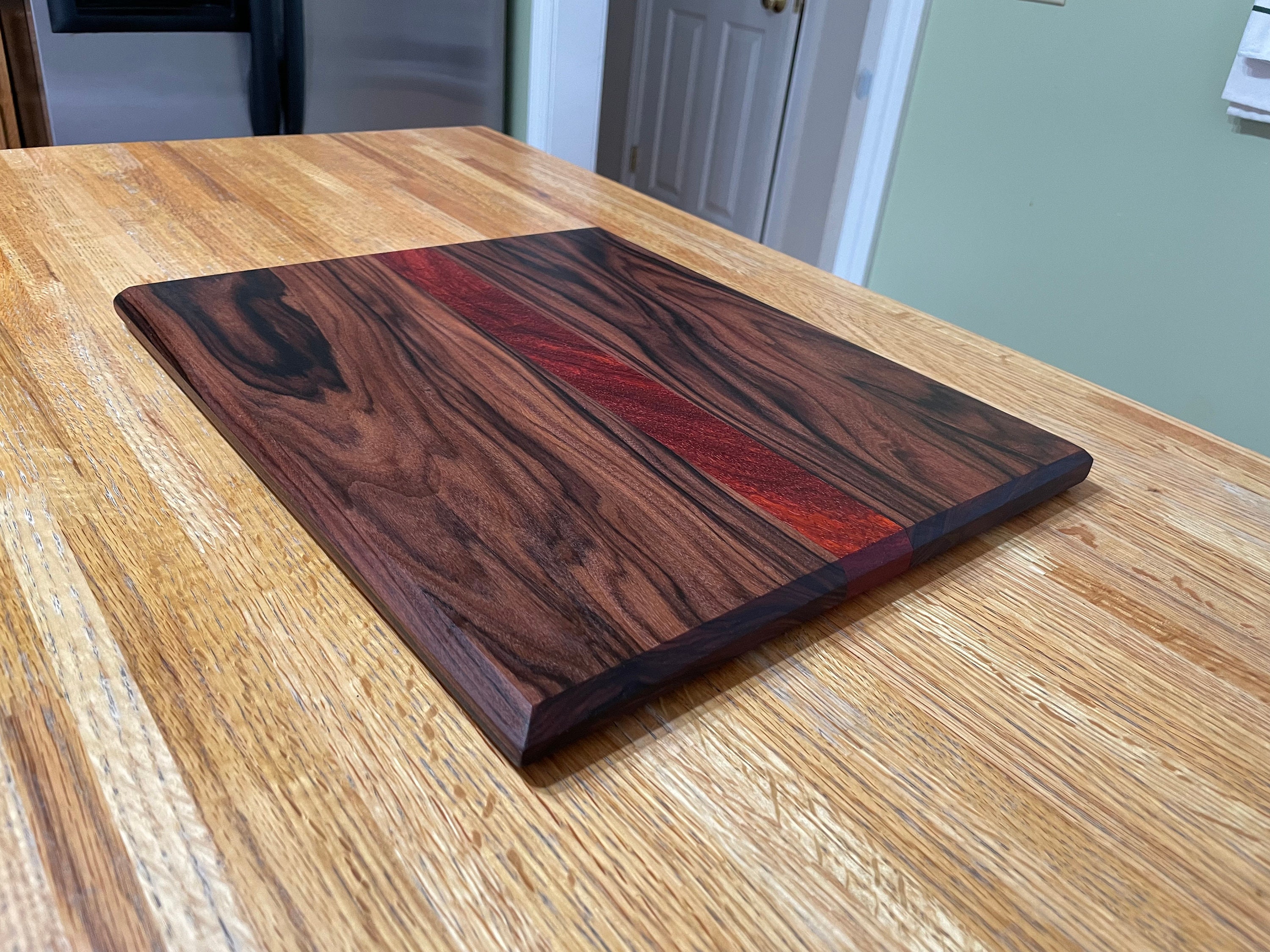 Cutting Board Bolivian Rosewood and African Padauk Wood. Handcrafted