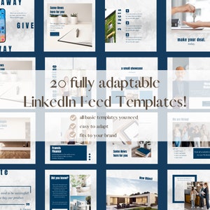 20 modern and professional LinkedIn templates for your Social Media feed made with canva I Fully customizable for your brand and business