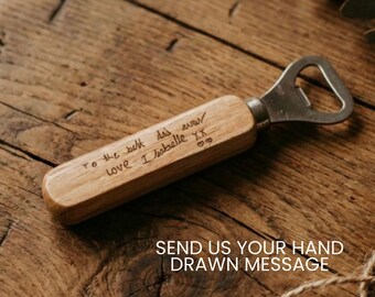 Engraved Bottle Opener Gift for Dad Handwritten Wooden Beer Opener Fathers Day Present Husband Birthday Gift Custom Message Bar Tool