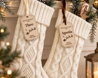 Personalised Christmas Stocking Tag Engraved Wooden Gift Tag Christmas Stocking Name Tag Santa Special Delivery Tag Christmas Eve Gift