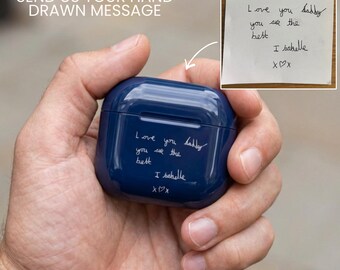 Custom AirPod Case with Child Handwriting Fathers Day Gift for Dad Personal Message Earbud Cover Birthday Present from Son Daughter Keepsake