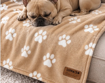 Personalised French BullDog Blanket Custom Throw Gift for Her Him Dog Owner Adoption Gotcha Day Housewarming Anniversary Gift
