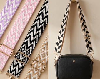 Boho Bag Strap Adjustable Replacement Strap for Crossbody Bag Patterned Handbag Strap Wide Camera Strap Gift for Her Bag Accessories