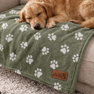 Personalised Dog Blanket Custom Name Paw Print Throw New Puppy Gift Dog Mum Birthday Gift Custom Pet Blanket Dog Dad Gift Keepsake