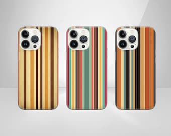 Aesthetic Phone Case Retro Stripes Cover for iPhone 17 Pro Max, 16e, 15, 14, 12, & Samsung S25 Ultra, S24 FE, A56, A17, Pixel 10 XL, 9a, 8