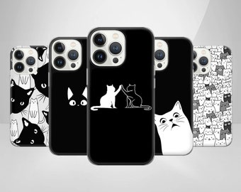 Funda de teléfono con diseño de gato divertido y adorable para iPhone 17 Pro Max, 16e, 15, 14, 12, 11 y Samsung S25 Ultra, S24 FE, A56, A17, Pixel 10 XL, 9a, 8